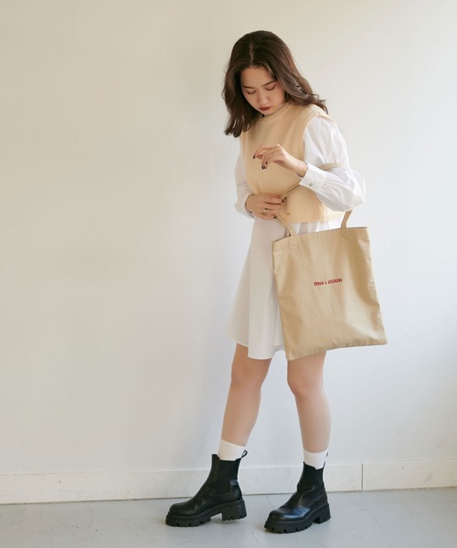 TINA：JOJUN（ティーナジョジュン）の「キャンバスロゴトート TINA：JOJUN（トートバッグ・レディース・ホワイト/ベージュ/ブルー/ピンク/グリーン/オレンジ・F）」の13枚目の写真