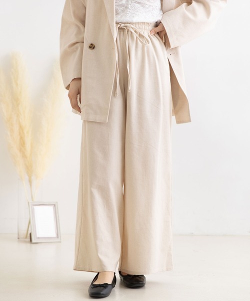 Newlyme(ニューリーミー)の「リネンリラックスパンツ(その他パンツ・レディース・オートミール/ライトグリーン/ブルー/パープル/モカ・MEDIUM)」の1枚目の写真