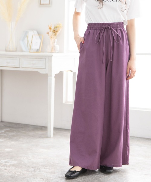 Newlyme(ニューリーミー)の「リネンリラックスパンツ(その他パンツ・レディース・オートミール/ライトグリーン/ブルー/パープル/モカ・MEDIUM)」の5枚目の写真