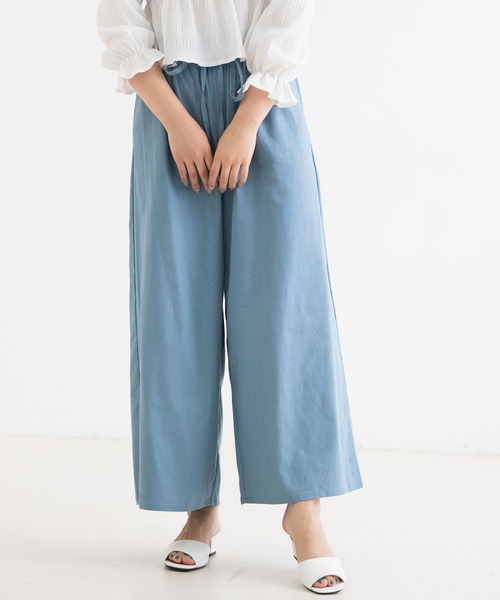 Newlyme(ニューリーミー)の「リネンリラックスパンツ(その他パンツ・レディース・オートミール/ライトグリーン/ブルー/パープル/モカ・MEDIUM)」の4枚目の写真