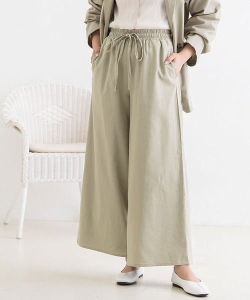 Newlyme(ニューリーミー)の「リネンリラックスパンツ(その他パンツ・レディース・オートミール/ライトグリーン/ブルー/パープル/モカ・MEDIUM)」の3枚目の写真