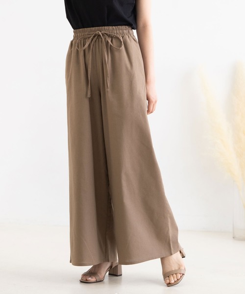Newlyme(ニューリーミー)の「リネンリラックスパンツ(その他パンツ・レディース・オートミール/ライトグリーン/ブルー/パープル/モカ・MEDIUM)」の2枚目の写真