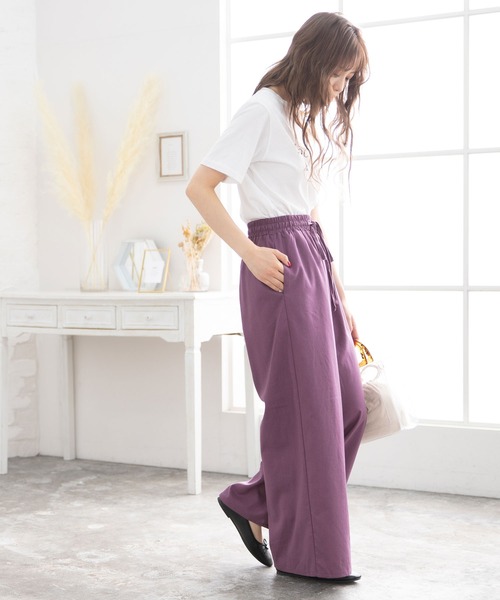 Newlyme(ニューリーミー)の「リネンリラックスパンツ(その他パンツ・レディース・オートミール/ライトグリーン/ブルー/パープル/モカ・MEDIUM)」の6枚目の写真