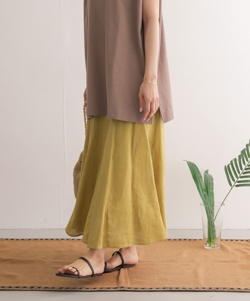 URBAN RESEARCH DOORS（アーバンリサーチドアーズ）の「リネン切替フレアスカート（スカート・レディース・イエロー/カーキ/ブルー・ONE）」の14枚目の写真