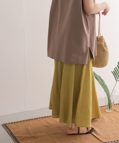 URBAN RESEARCH DOORS（アーバンリサーチドアーズ）の「リネン切替フレアスカート（スカート・レディース・イエロー/カーキ/ブルー・ONE）」の9枚目の写真