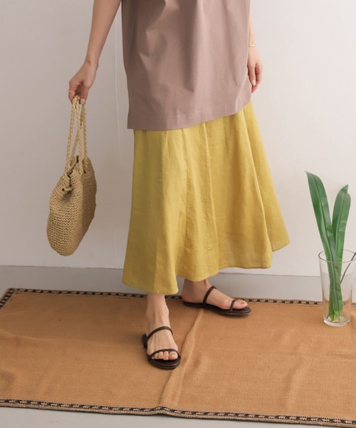 URBAN RESEARCH DOORS（アーバンリサーチドアーズ）の「リネン切替フレアスカート（スカート・レディース・イエロー/カーキ/ブルー・ONE）」の19枚目の写真