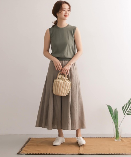 URBAN RESEARCH DOORS（アーバンリサーチドアーズ）の「リネン切替フレアスカート（スカート・レディース・イエロー/カーキ/ブルー・ONE）」の6枚目の写真