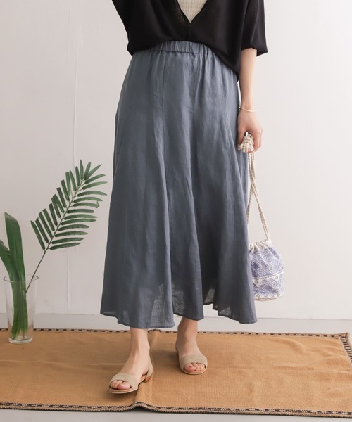 URBAN RESEARCH DOORS（アーバンリサーチドアーズ）の「リネン切替フレアスカート（スカート・レディース・イエロー/カーキ/ブルー・ONE）」の16枚目の写真