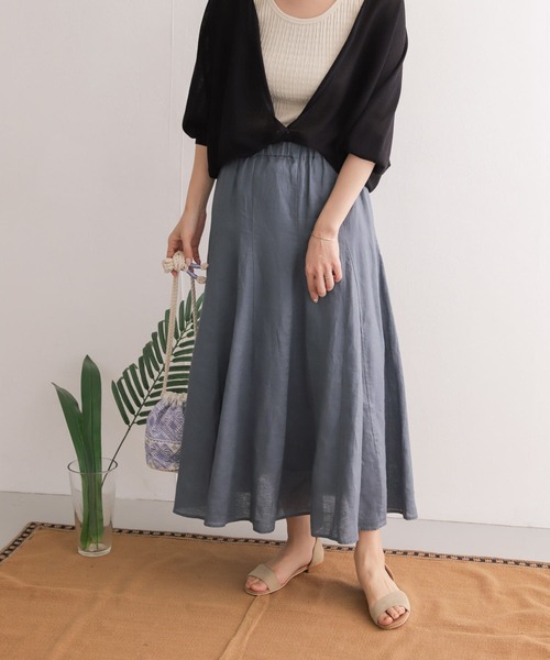 URBAN RESEARCH DOORS（アーバンリサーチドアーズ）の「リネン切替フレアスカート（スカート・レディース・イエロー/カーキ/ブルー・ONE）」の7枚目の写真