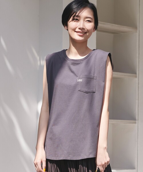 Lee(リー)の「Lee(R) フレンチスリーブTシャツ(Tシャツ/カットソー・レディース・アイボリー/グレー系その他/パープル・02/03)」の2枚目の写真