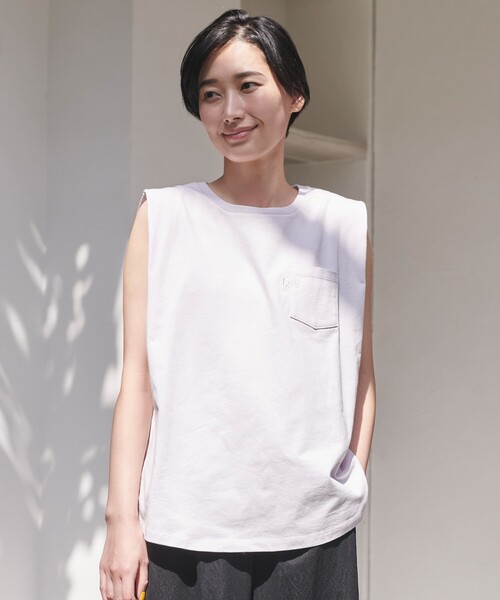 Lee(リー)の「Lee(R) フレンチスリーブTシャツ(Tシャツ/カットソー・レディース・アイボリー/グレー系その他/パープル・02/03)」の3枚目の写真