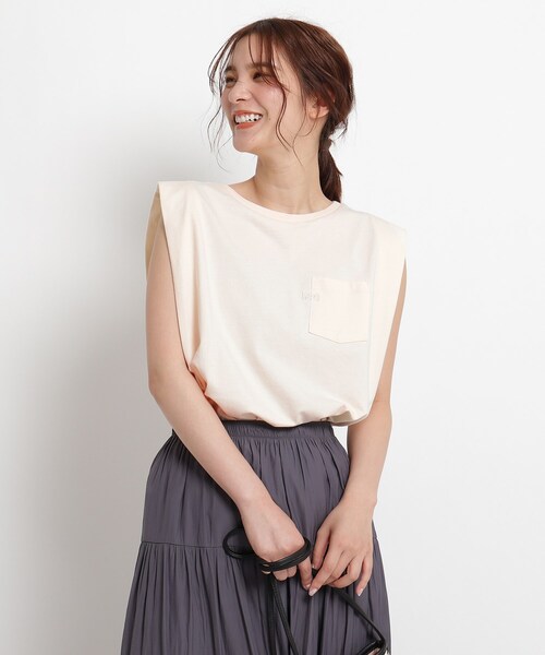 Lee(リー)の「Lee(R) フレンチスリーブTシャツ(Tシャツ/カットソー・レディース・アイボリー/グレー系その他/パープル・02/03)」の1枚目の写真