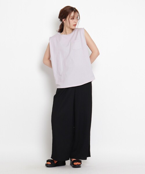 Lee(リー)の「Lee(R) フレンチスリーブTシャツ(Tシャツ/カットソー・レディース・アイボリー/グレー系その他/パープル・02/03)」の6枚目の写真