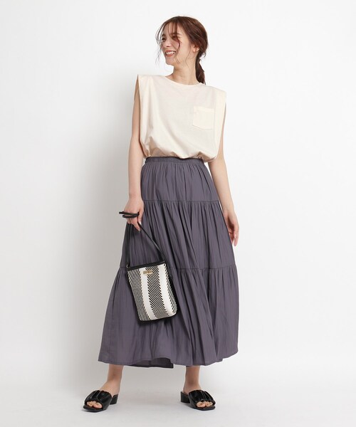 Lee(リー)の「Lee(R) フレンチスリーブTシャツ(Tシャツ/カットソー・レディース・アイボリー/グレー系その他/パープル・02/03)」の16枚目の写真