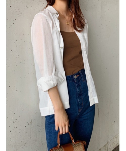 MOUSSY（マウジー）の「SHEER STRIPE シャツ（シャツ/ブラウス・レディース・ブラウン系その他/アイボリー/イエロー系その他・FREE）」の21枚目の写真