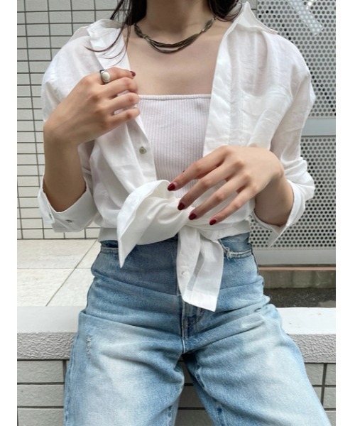 MOUSSY（マウジー）の「SHEER STRIPE シャツ（シャツ/ブラウス・レディース・ブラウン系その他/アイボリー/イエロー系その他・FREE）」の22枚目の写真