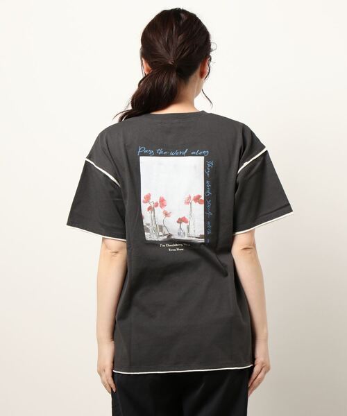 FREE'S MART（フリーズマート）の「配色カットオフフォトプリントＴシャツ（Tシャツ/カットソー・レディース・ホワイト/ブラック/ベージュ・FREE）」の5枚目の写真