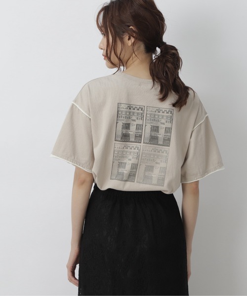 FREE'S MART（フリーズマート）の「配色カットオフフォトプリントＴシャツ（Tシャツ/カットソー・レディース・ホワイト/ブラック/ベージュ・FREE）」の3枚目の写真