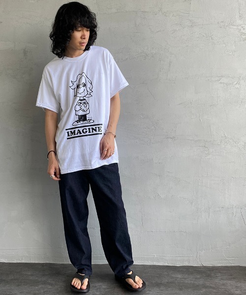 bend(s)（ベンズ）の「[BENDS×JEANS FACTORY/ベンズ×ジーンズファクトリー] 別注 グラフィックプリントTシャツ PL（Tシャツ/カットソー・レディース・ホワイト/チャコールグレー・M/L）」の8枚目の写真