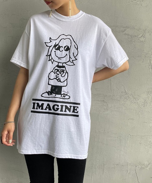 bend(s)（ベンズ）の「[BENDS×JEANS FACTORY/ベンズ×ジーンズファクトリー] 別注 グラフィックプリントTシャツ PL（Tシャツ/カットソー・レディース・ホワイト/チャコールグレー・M/L）」の16枚目の写真