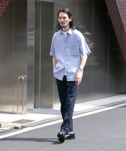 URBAN RESEARCH（アーバンリサーチ）の「LINEN SHORT-SLEEVE SHIRTS（シャツ/ブラウス・メンズ・パープル/ネイビー/グレー系その他/ブルー系その他・MEDIUM/LARGE）」の5枚目の写真