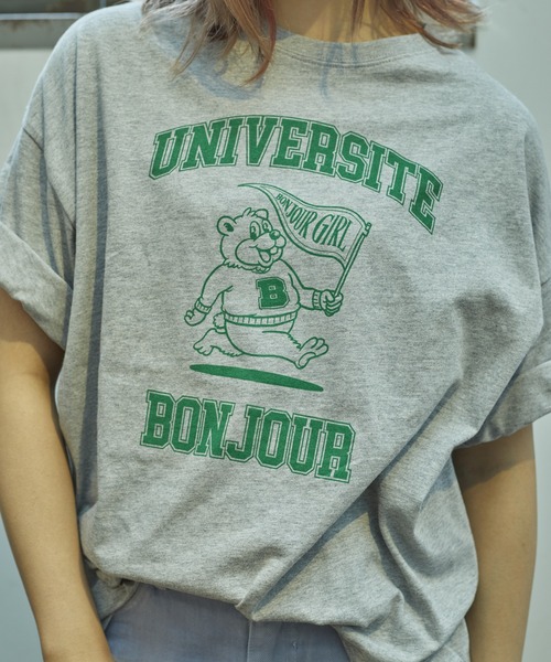 Bonjour Girl（ボンジュールガール）の「カレッジベアTEE（Tシャツ/カットソー・レディース・ホワイト/ブラック/グレー・FREE）」の10枚目の写真