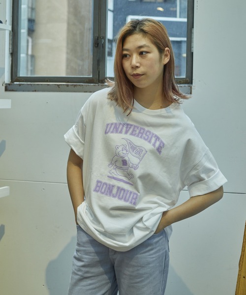 Bonjour Girl（ボンジュールガール）の「カレッジベアTEE（Tシャツ/カットソー・レディース・ホワイト/ブラック/グレー・FREE）」の18枚目の写真