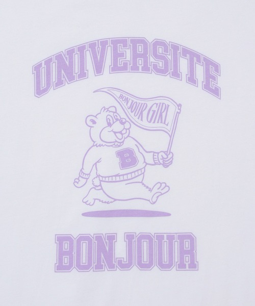Bonjour Girl（ボンジュールガール）の「カレッジベアTEE（Tシャツ/カットソー・レディース・ホワイト/ブラック/グレー・FREE）」の9枚目の写真