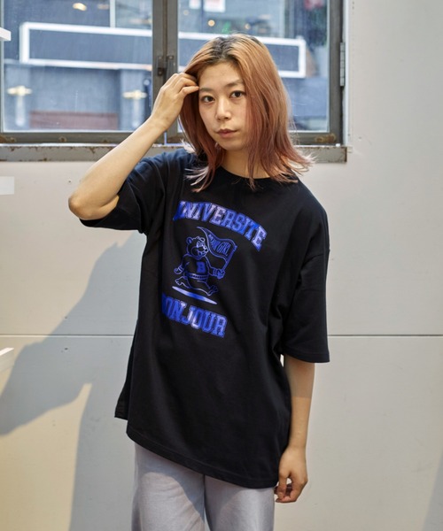 Bonjour Girl（ボンジュールガール）の「カレッジベアTEE（Tシャツ/カットソー・レディース・ホワイト/ブラック/グレー・FREE）」の4枚目の写真