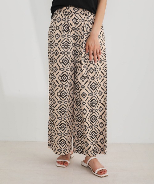 Bou Jeloud（ブージュルード）の「タイプライターダイヤ柄パンツ（その他パンツ・レディース・ベージュ/ネイビー・FREE）」の2枚目の写真