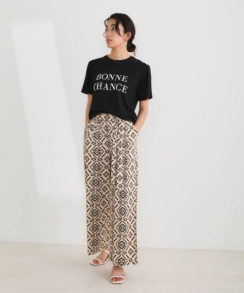 Bou Jeloud（ブージュルード）の「タイプライターダイヤ柄パンツ（その他パンツ・レディース・ベージュ/ネイビー・FREE）」の3枚目の写真