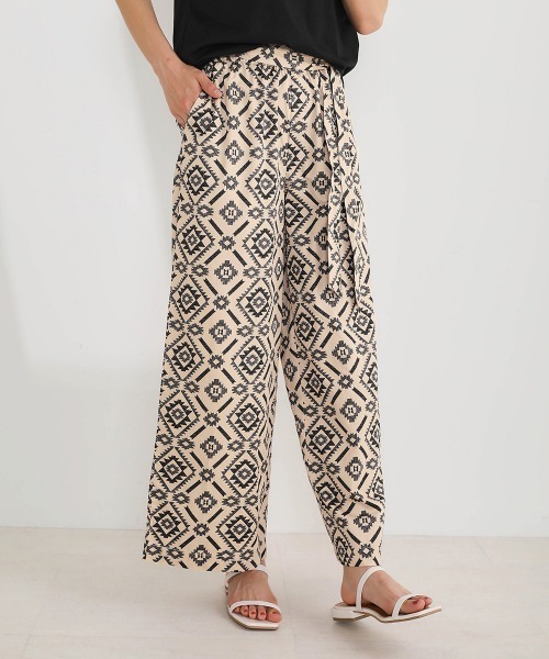 Bou Jeloud（ブージュルード）の「タイプライターダイヤ柄パンツ（その他パンツ・レディース・ベージュ/ネイビー・FREE）」の4枚目の写真