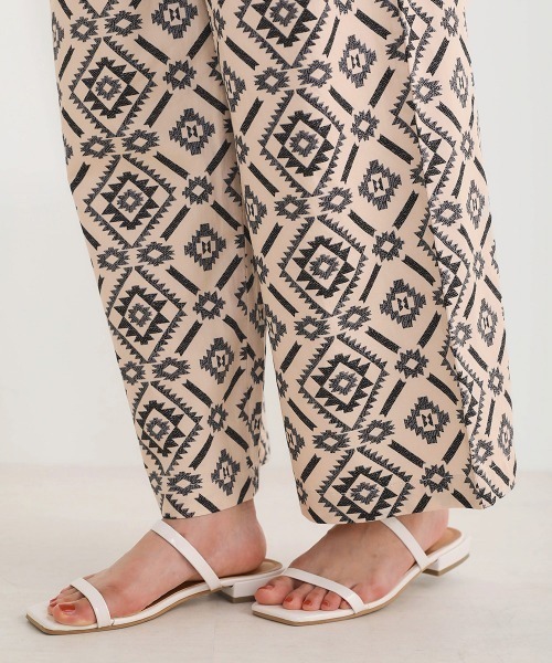 Bou Jeloud（ブージュルード）の「タイプライターダイヤ柄パンツ（その他パンツ・レディース・ベージュ/ネイビー・FREE）」の9枚目の写真