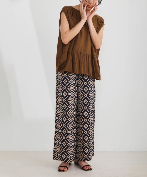 Bou Jeloud（ブージュルード）の「タイプライターダイヤ柄パンツ（その他パンツ・レディース・ベージュ/ネイビー・FREE）」の13枚目の写真