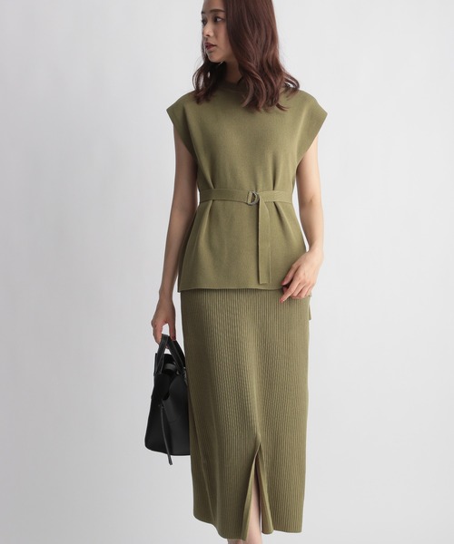 Andemiu（アンデミュウ）の「【コーデ完成】ニット×リブスカート956191（ワンピース・レディース・ネイビー/グレー/カーキ・FREE）」の3枚目の写真