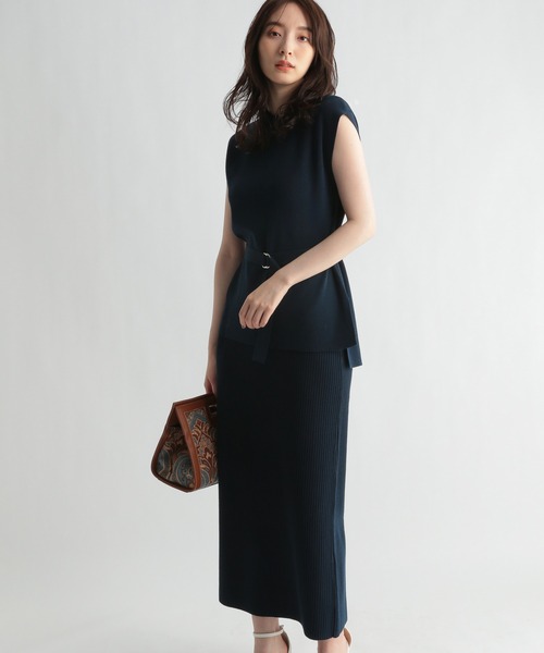 Andemiu（アンデミュウ）の「【コーデ完成】ニット×リブスカート956191（ワンピース・レディース・ネイビー/グレー/カーキ・FREE）」の19枚目の写真