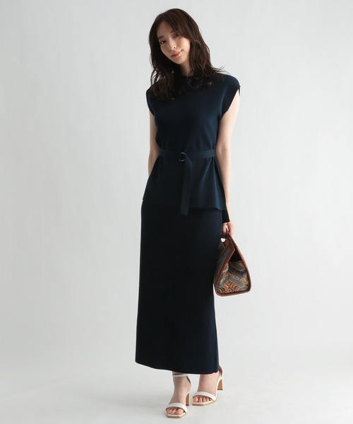 Andemiu（アンデミュウ）の「【コーデ完成】ニット×リブスカート956191（ワンピース・レディース・ネイビー/グレー/カーキ・FREE）」の10枚目の写真