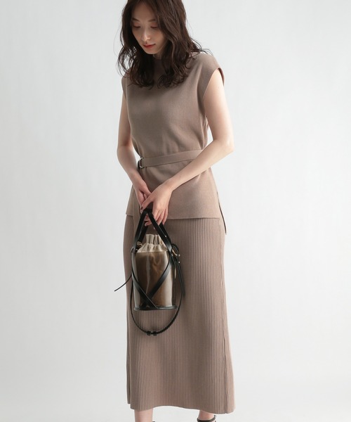 Andemiu（アンデミュウ）の「【コーデ完成】ニット×リブスカート956191（ワンピース・レディース・ネイビー/グレー/カーキ・FREE）」の12枚目の写真