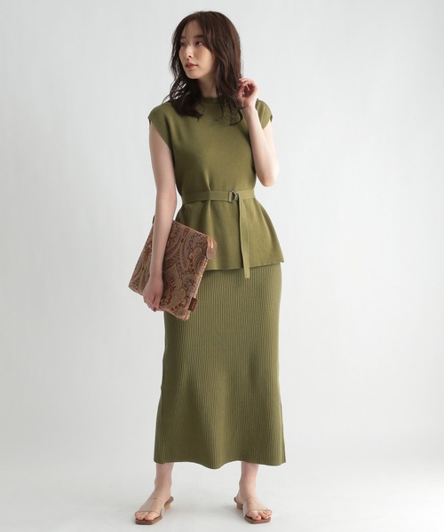 Andemiu（アンデミュウ）の「【コーデ完成】ニット×リブスカート956191（ワンピース・レディース・ネイビー/グレー/カーキ・FREE）」の8枚目の写真