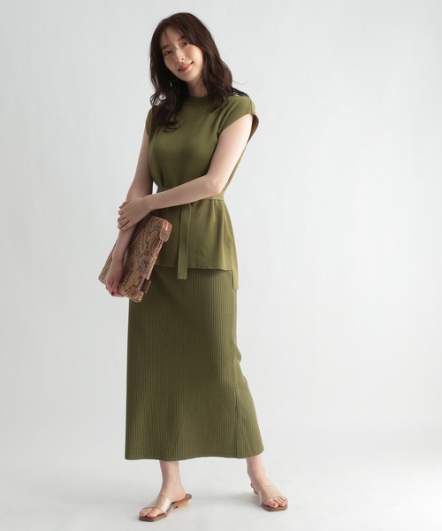 Andemiu（アンデミュウ）の「【コーデ完成】ニット×リブスカート956191（ワンピース・レディース・ネイビー/グレー/カーキ・FREE）」の17枚目の写真