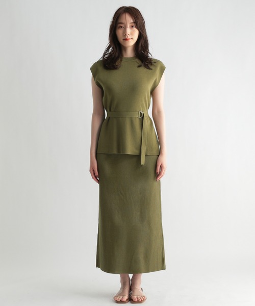 Andemiu（アンデミュウ）の「【コーデ完成】ニット×リブスカート956191（ワンピース・レディース・ネイビー/グレー/カーキ・FREE）」の4枚目の写真