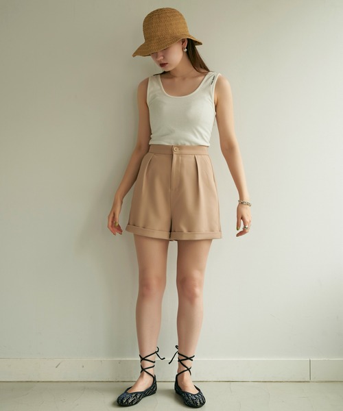 TINA:JOJUN(ティーナジョジュン)の「裾折り返し ショートパンツ TINA:JOJUN(その他パンツ・レディース・ピンクベージュ/ブラック/ブラウン系その他/ピンク系その他・M)」の11枚目の写真