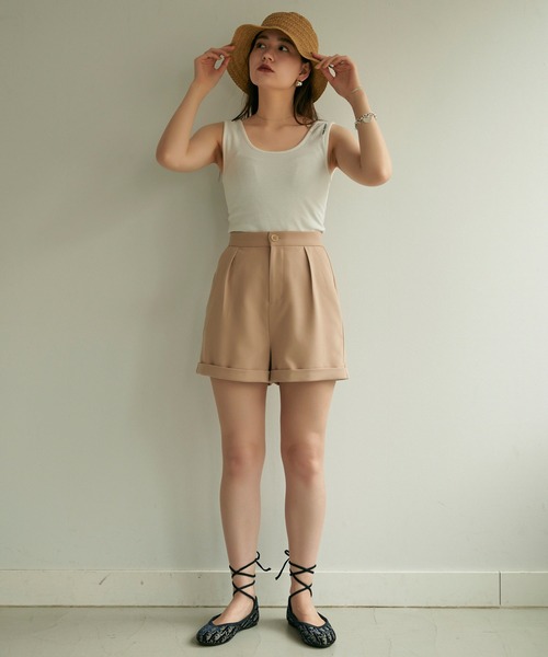 TINA:JOJUN(ティーナジョジュン)の「裾折り返し ショートパンツ TINA:JOJUN(その他パンツ・レディース・ピンクベージュ/ブラック/ブラウン系その他/ピンク系その他・M)」の12枚目の写真