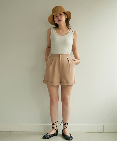 TINA:JOJUN(ティーナジョジュン)の「裾折り返し ショートパンツ TINA:JOJUN(その他パンツ・レディース・ピンクベージュ/ブラック/ブラウン系その他/ピンク系その他・M)」の14枚目の写真