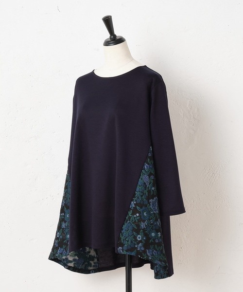 BEARDSLEY（ビアズリー）の「花ジャガードカットソー（Tシャツ/カットソー・レディース・ネイビー/グレー・FREE）」の7枚目の写真