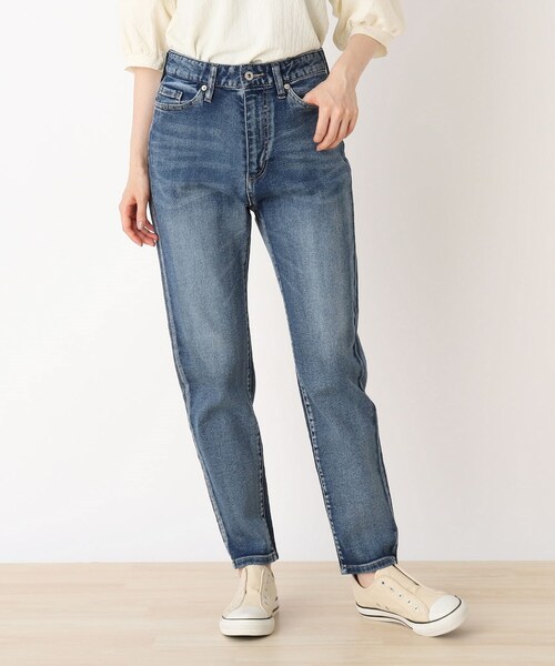 DRESKIP（ドレスキップ）の「◆デニムテ－パ－ドパンツ（デニムパンツ・レディース・ネイビー/ライトブルー・02/03/01）」の2枚目の写真