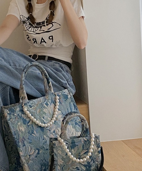aimoha（アイモハ）の「パールアート トートバッグ（トートバッグ・レディース・ブルー/ブルー系その他・SMALL/LARGE）」の15枚目の写真