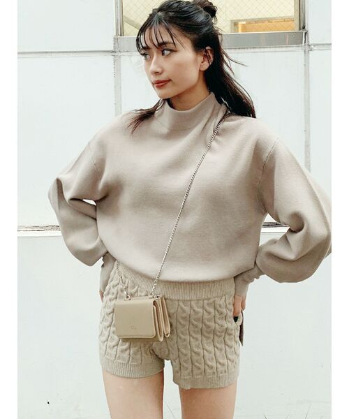 GYDA（ジェイダ）の「【SETUP着用可】ケーブルニット ショーパン（その他パンツ・レディース・ベージュ/ブラウン/ピンク・FREE）」の2枚目の写真