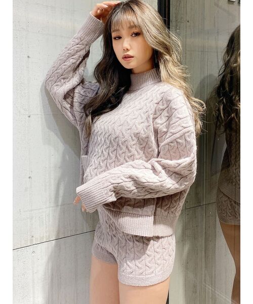 GYDA（ジェイダ）の「【SETUP着用可】ケーブルニット ショーパン（その他パンツ・レディース・ベージュ/ブラウン/ピンク・FREE）」の5枚目の写真