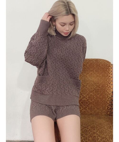 GYDA（ジェイダ）の「【SETUP着用可】ケーブルニット ショーパン（その他パンツ・レディース・ベージュ/ブラウン/ピンク・FREE）」の8枚目の写真